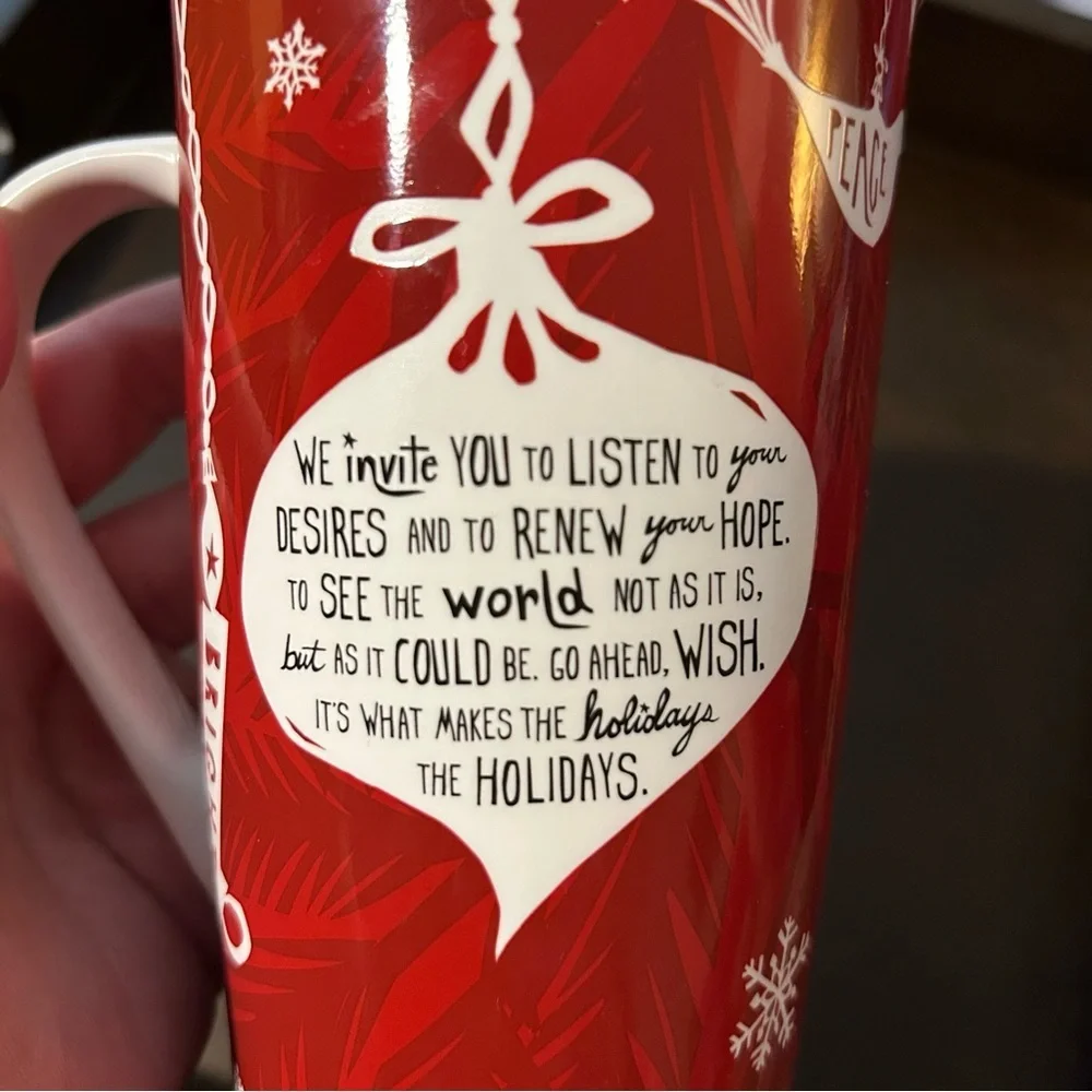Starbucks 2009 Holiday Mug Christmas red white green tall